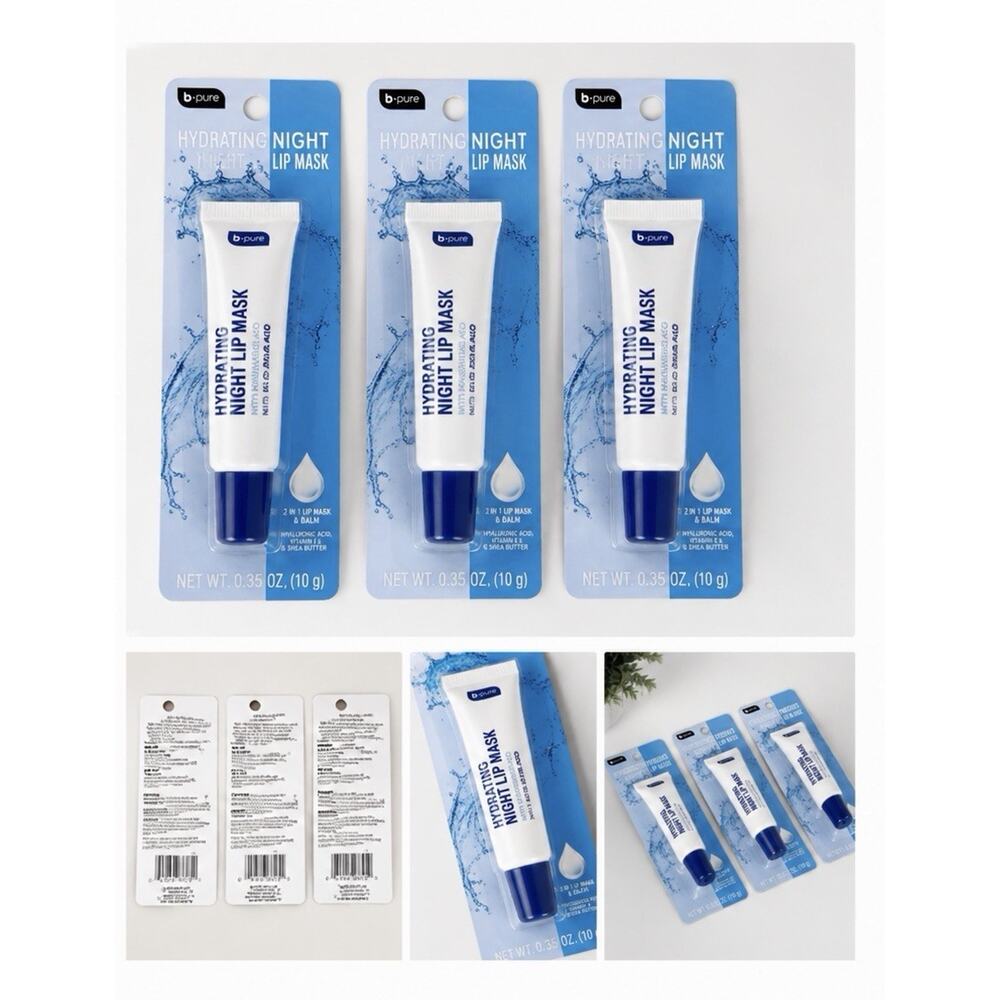 Viral TikTok B.Pure Hydrating Night Lip Mask 3 Pack Hyaluronic Acid NEW